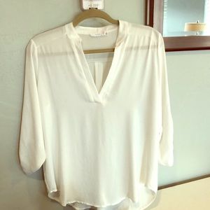 Lush Cream Silky Tunic Blouse